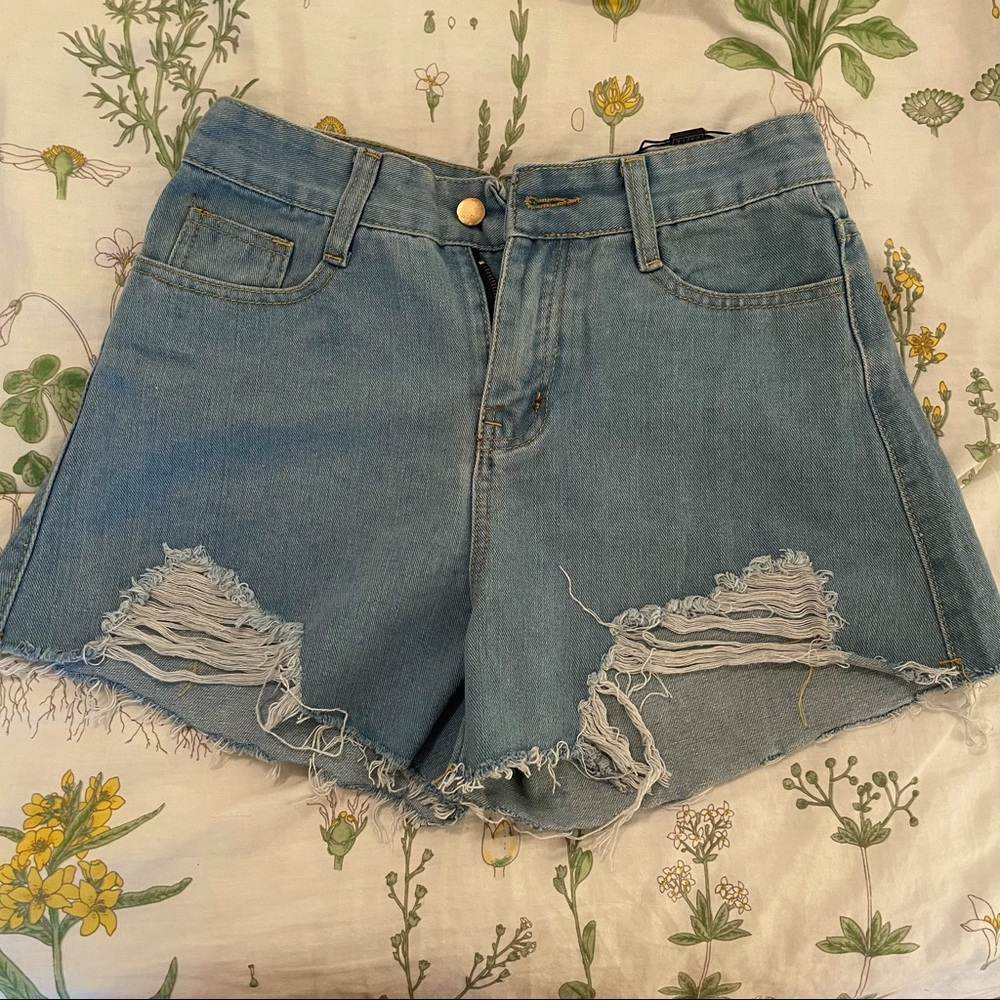Blue Ripped Jean Shorts!